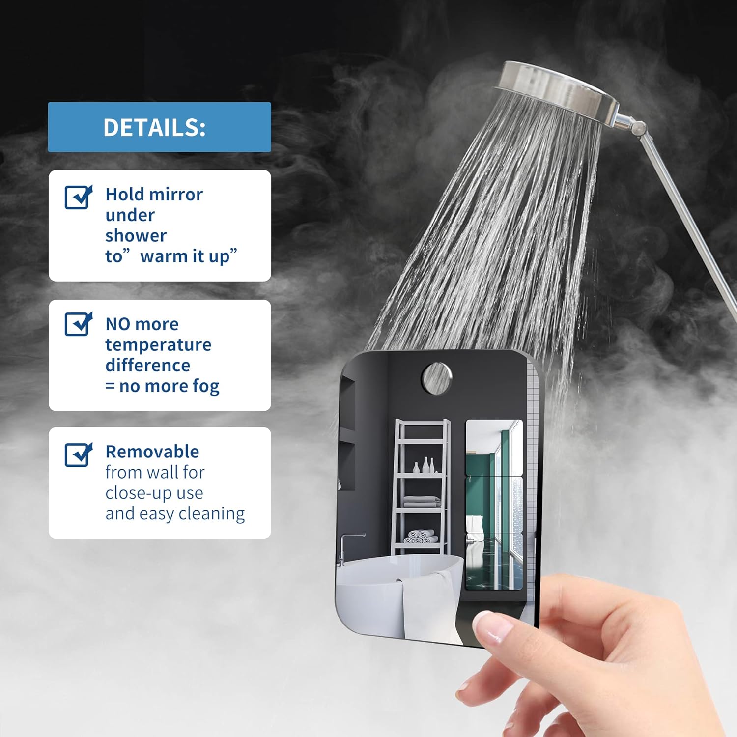 Shatterproof Shower Mirror fogless for Shaving Mirror (Medium,2 Pack,8"x6") 50% Cheaper Than Original,Unbreakable Deluxe Plexiglass Makeup Travel Camping Mirrors,Men Wall Hanging Fog Free Handheld : Home & Kitchen