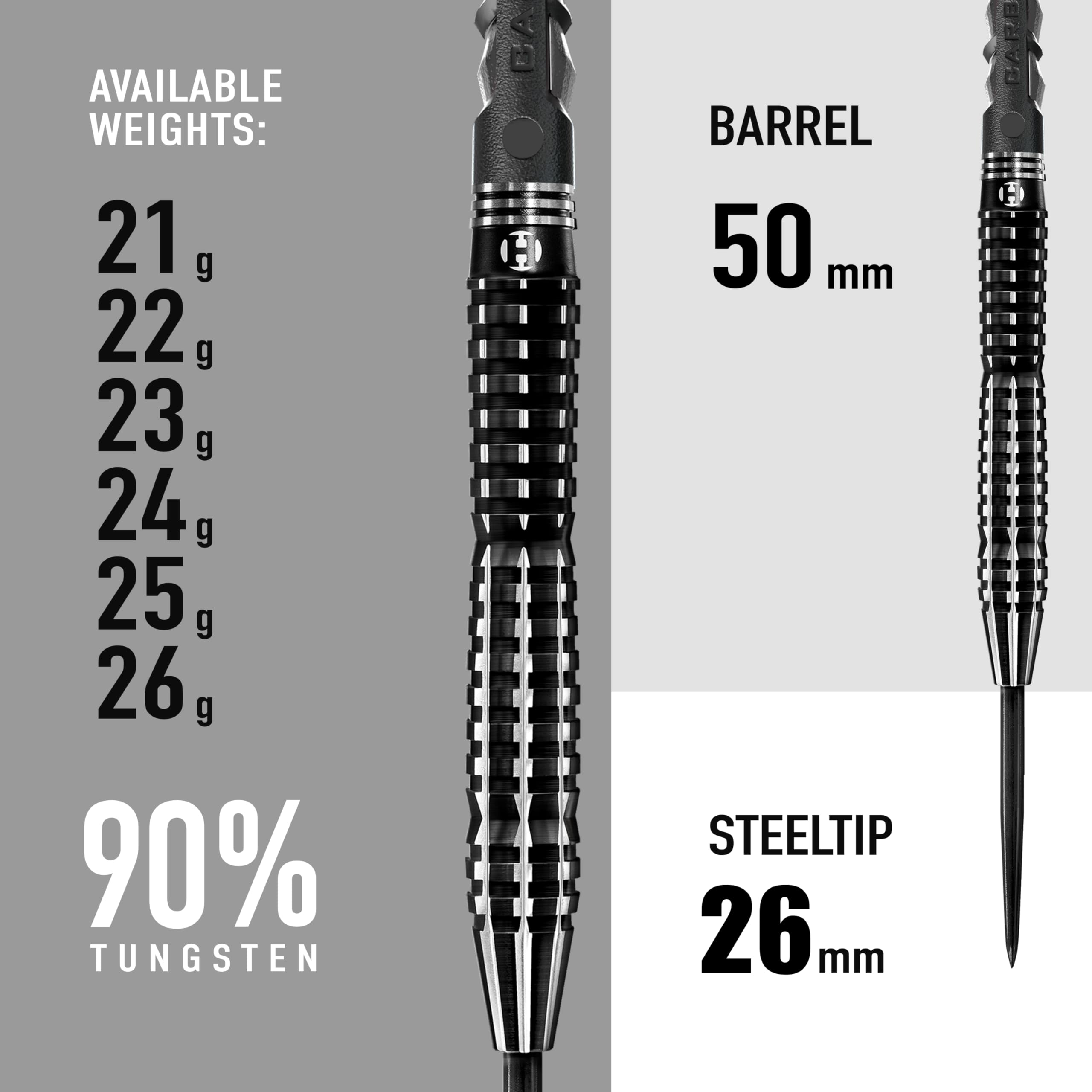 Fléchettes Harrows Pulse 90% Tungstène - Pointe Acier, Choix De Poids (21G à 25G)