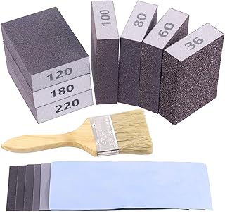 20Pcs 13 Sizes Wet and Dry Dual-use Sanding Sponge Assortment Kit with Brush, 36 to 5000 Grits Washable and Reusable Sand Block Coarse/Medium/Fine/Superfine Sandpaper for Paint Drywall Metal