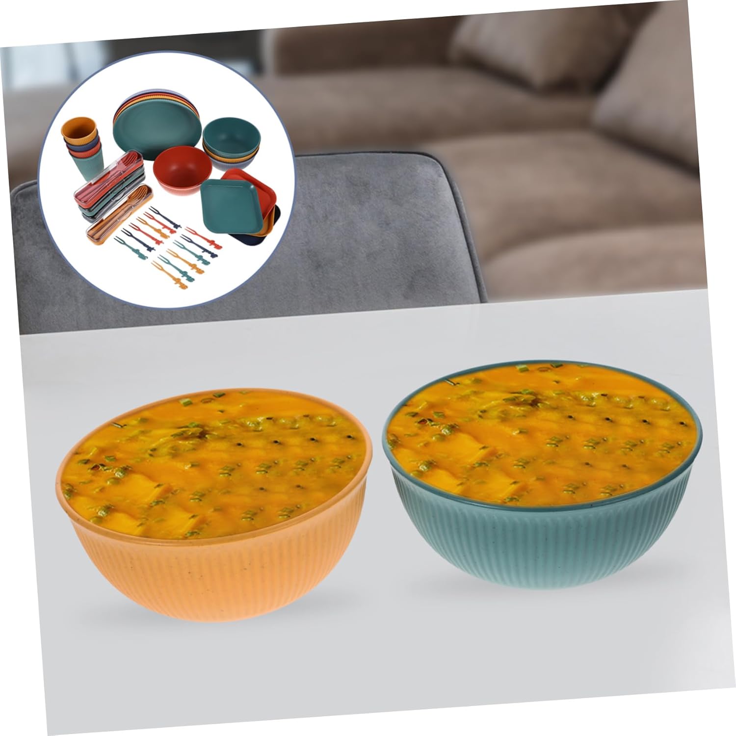 Straw Dinnerware for Camping Picnic Outdoor Plates Bowls Cups Utensils