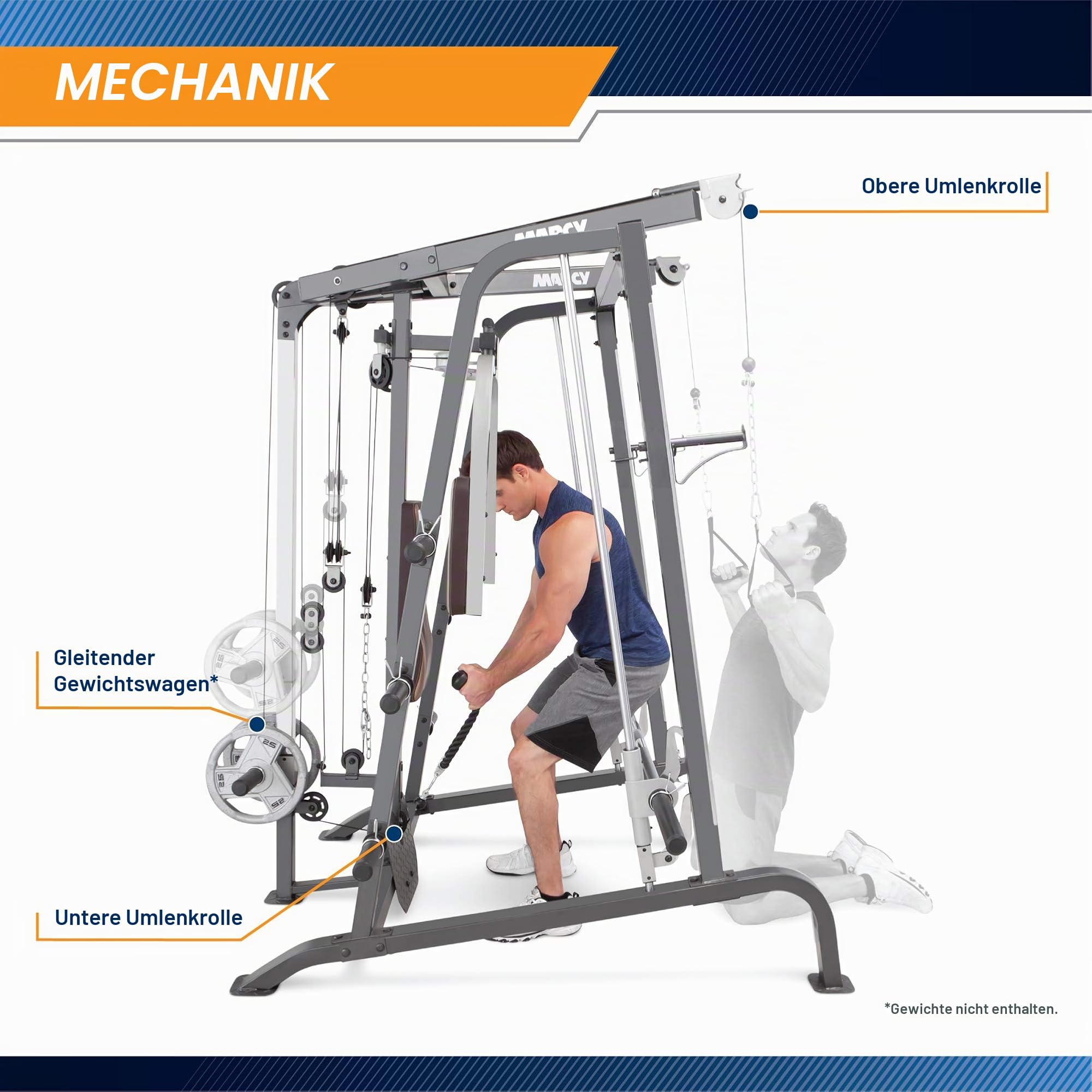 Marcy MD-9010G Heim-Gym Smith-Maschine mit Bankdrück-Station, Braun