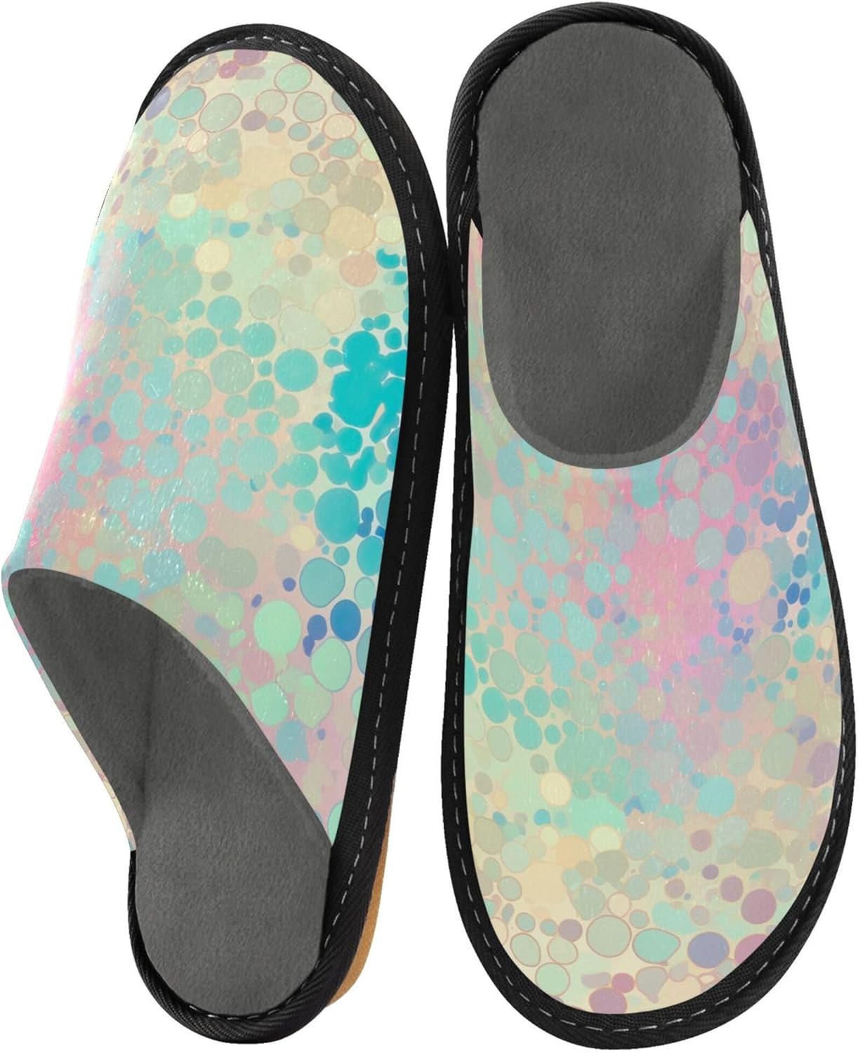 Glitter Texture House Slippers – Cozy Fuzzy Slippers for Guests, Washable & Disposable, Perfect for Shoeless Home, Spa & Hotel Use A110847