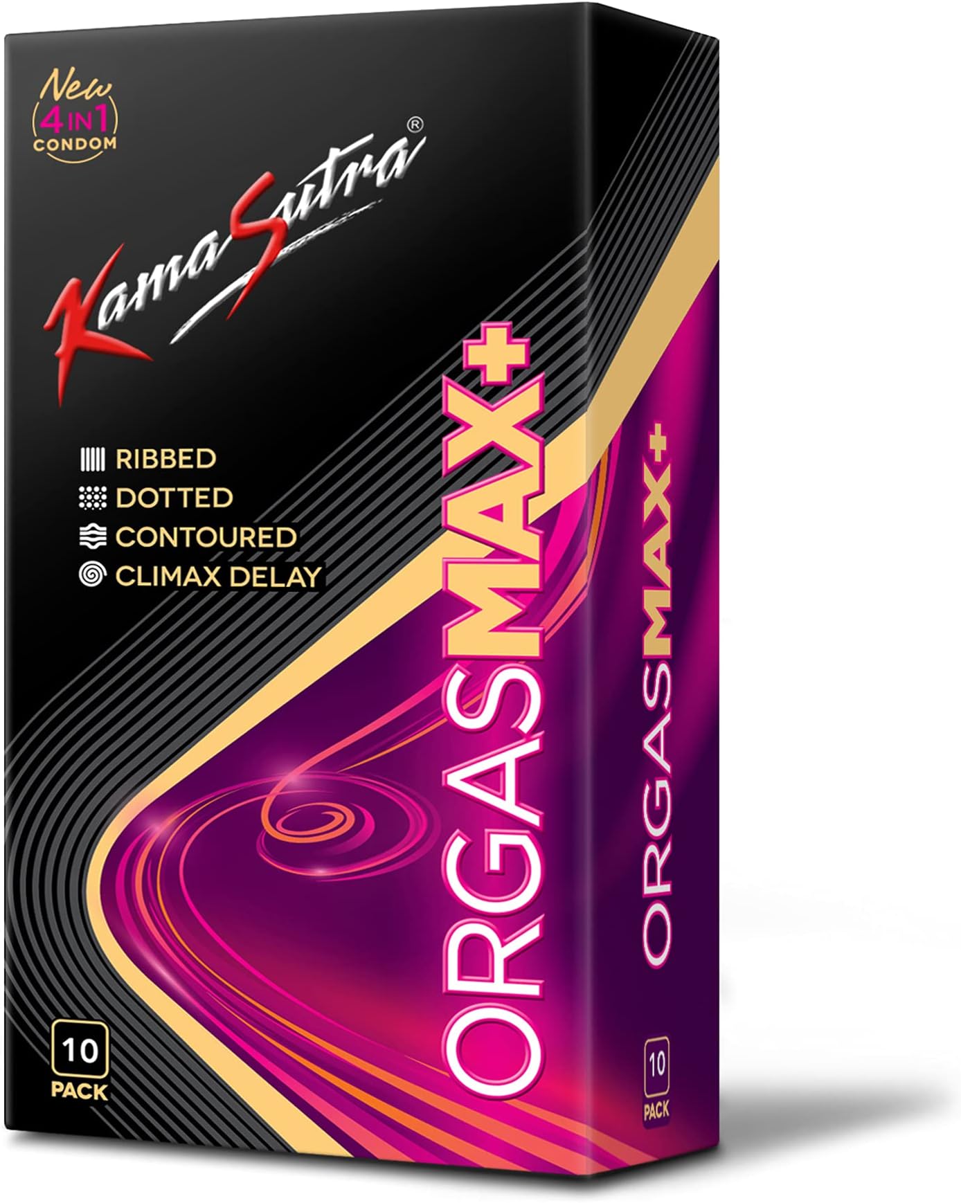Orgasmax+ Condom for Men | Dotted | Ribbed |Contoured | Combo Pack of 10