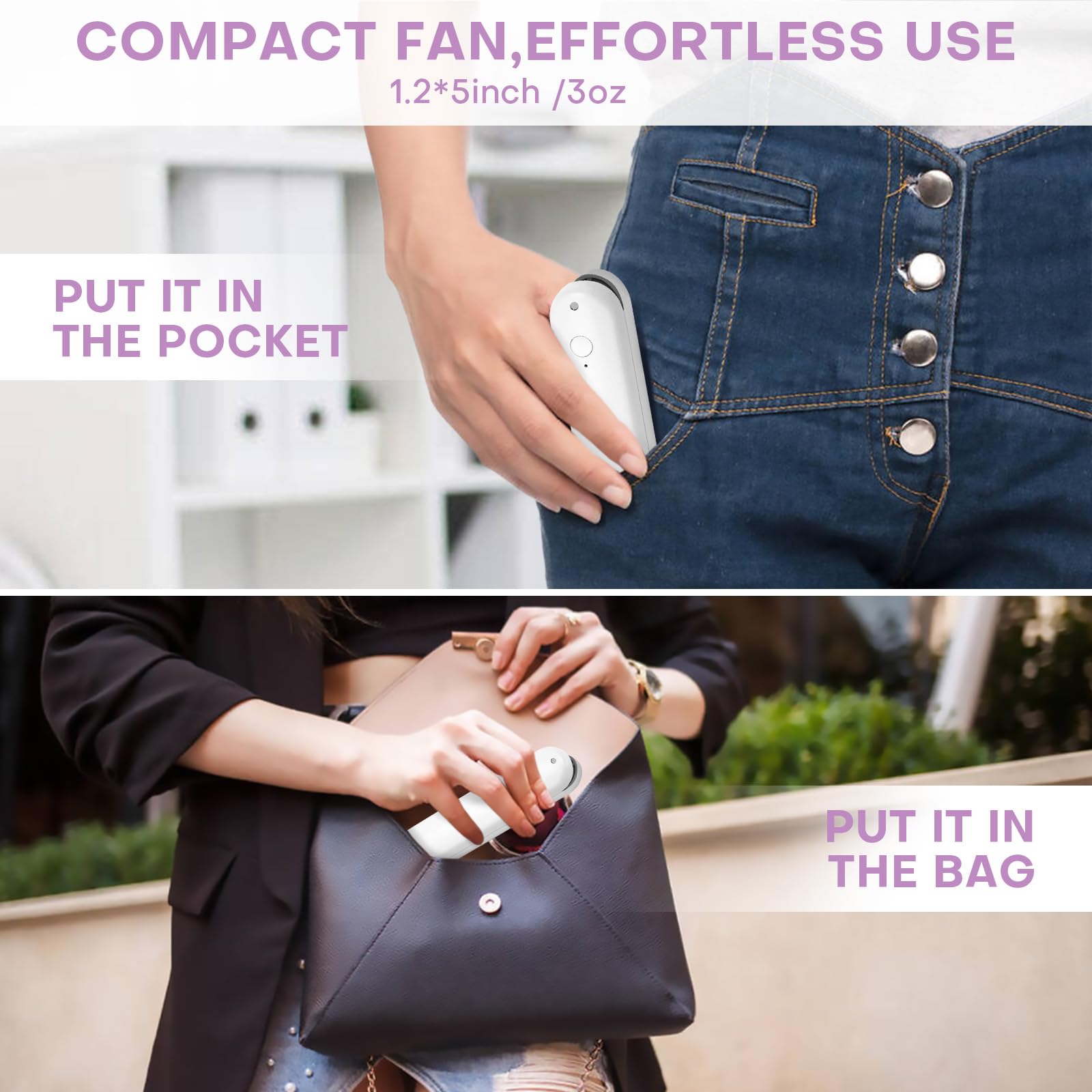 Mini ventilatore portatile portatile, piccolo ventilatore personale ricaricabile con design tascabile Power Bank per viaggio/regali da donna/accessori Disney World/elementi essenziali per