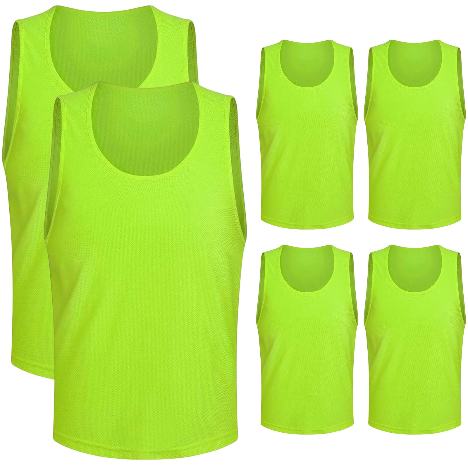 Casacche Calcio Adulti 6 Pezzi, Verde Pettorine da Allanamento Bavaglini da Calcio, Mesh Scrimmage Gilet Traspirante di Basket Pallavolo, Pettorine per Allenamento a Squadre, XL