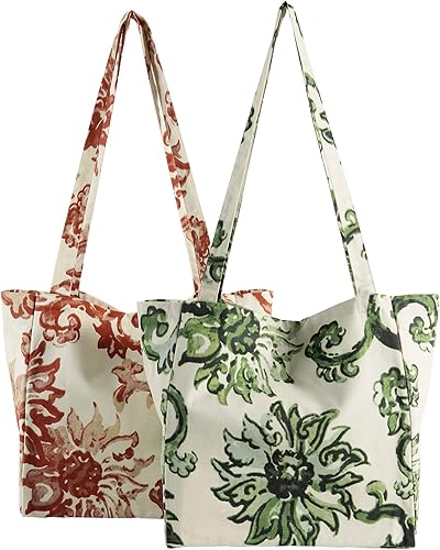 HPD Half Price Drapes Reusable Grocery Shopping Bags, 2 Pack 100% CottonTwill Tote Bags