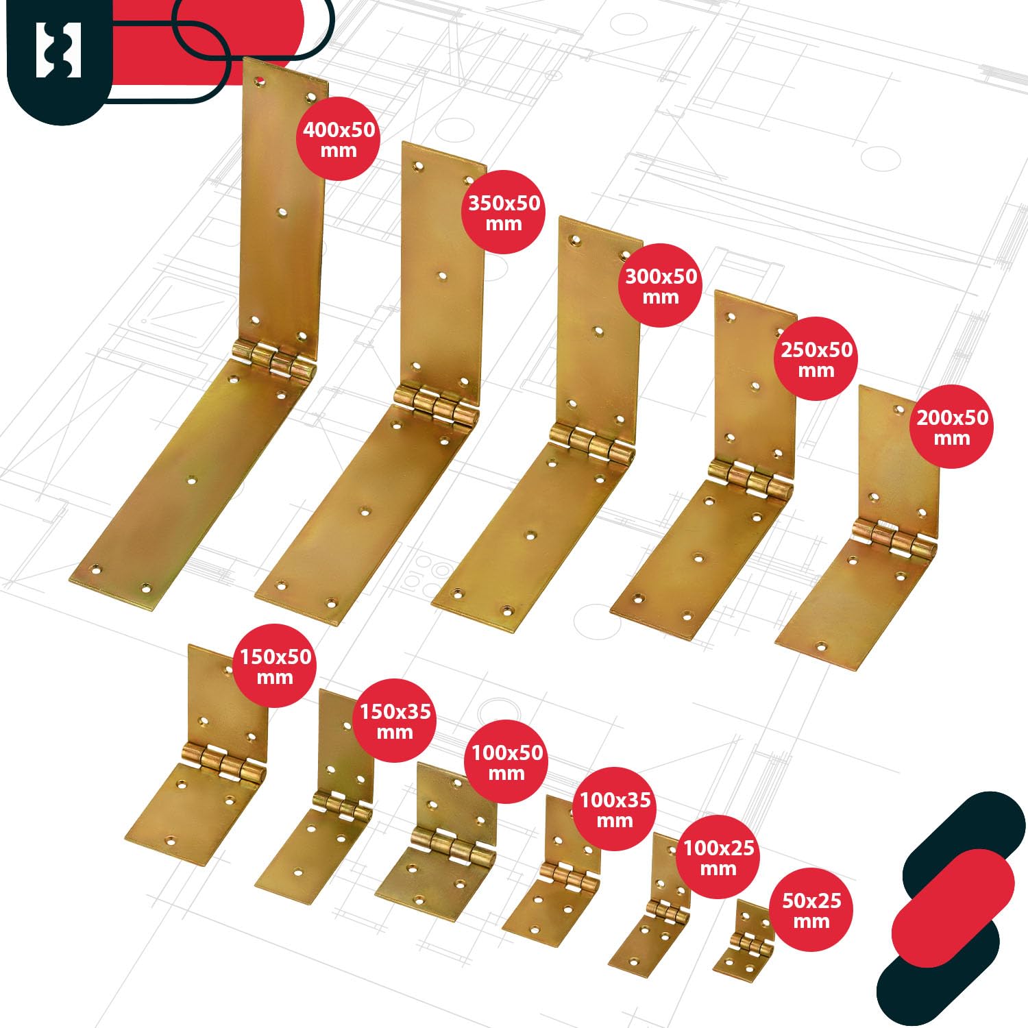 KOTARBAU® 10 x Bisagras de acero inoxidable para muebles, 150x25mm, apaisada, Nudo enrollado, Conector, plegable de doble hoja, libro multiuso para cajas de madera, Galvanizada