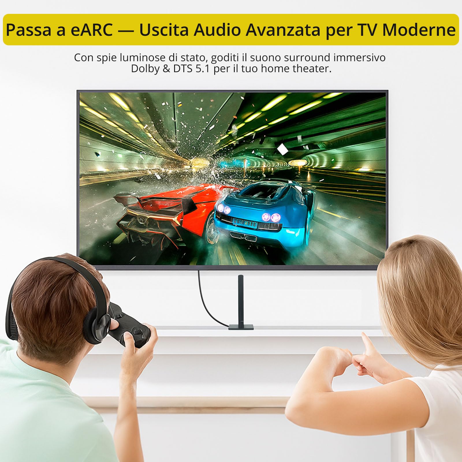 PROZOR Cavo Adattatore Audio eARC/ARC a Ottico TOSLINK (1.5m) Supporta 192KHz/24bit, Dolby Digital 5.1, DTS, Plug & Play Convertitore HDMI ARC a Ottico per TV, Soundbar e Impianti Home Theater