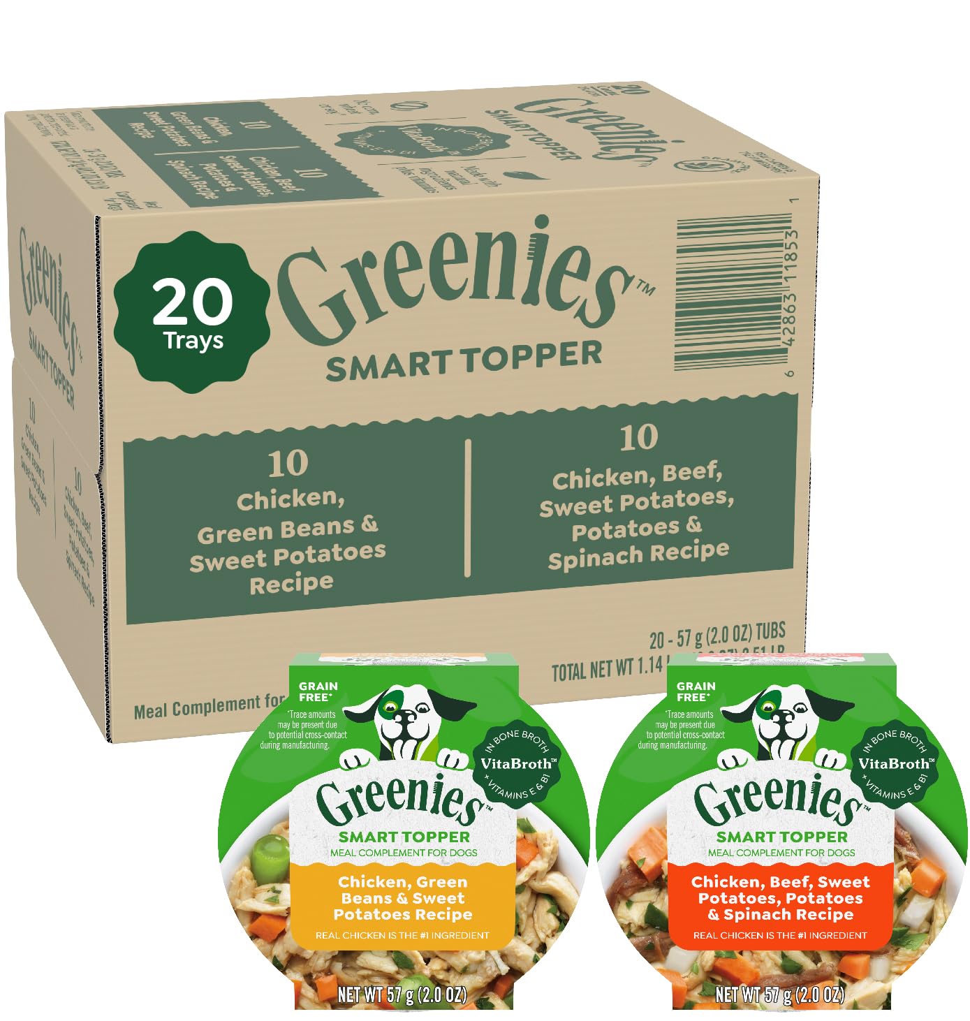 Greenies Smart Topper Wet Dog Food Complement, Chicken Pack, 2 oz, 20 ct