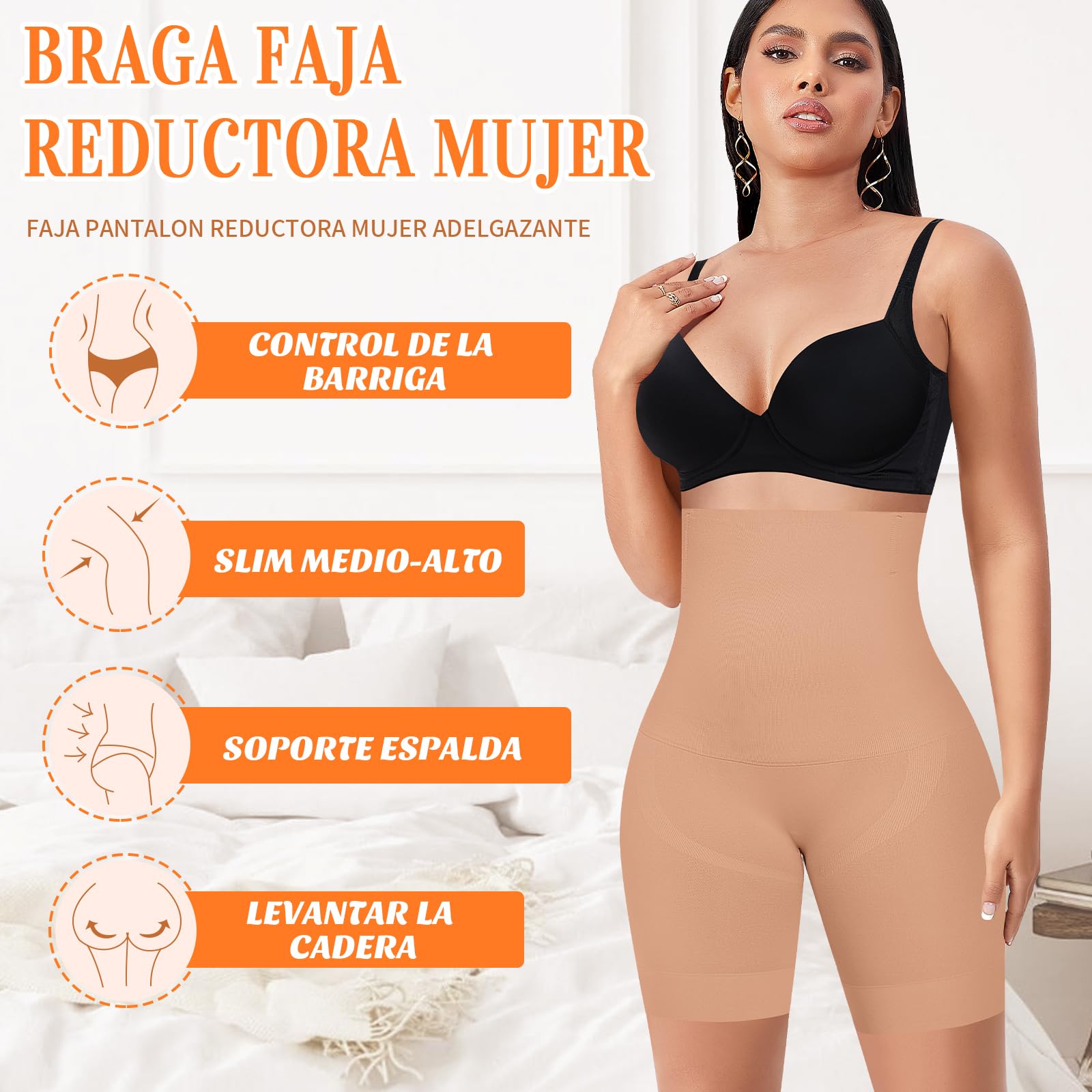 YARRCO Braga Faja Reductora Mujer Abdomen Adelgazante Postparto Cintura Alta Invisible Sin Costuras