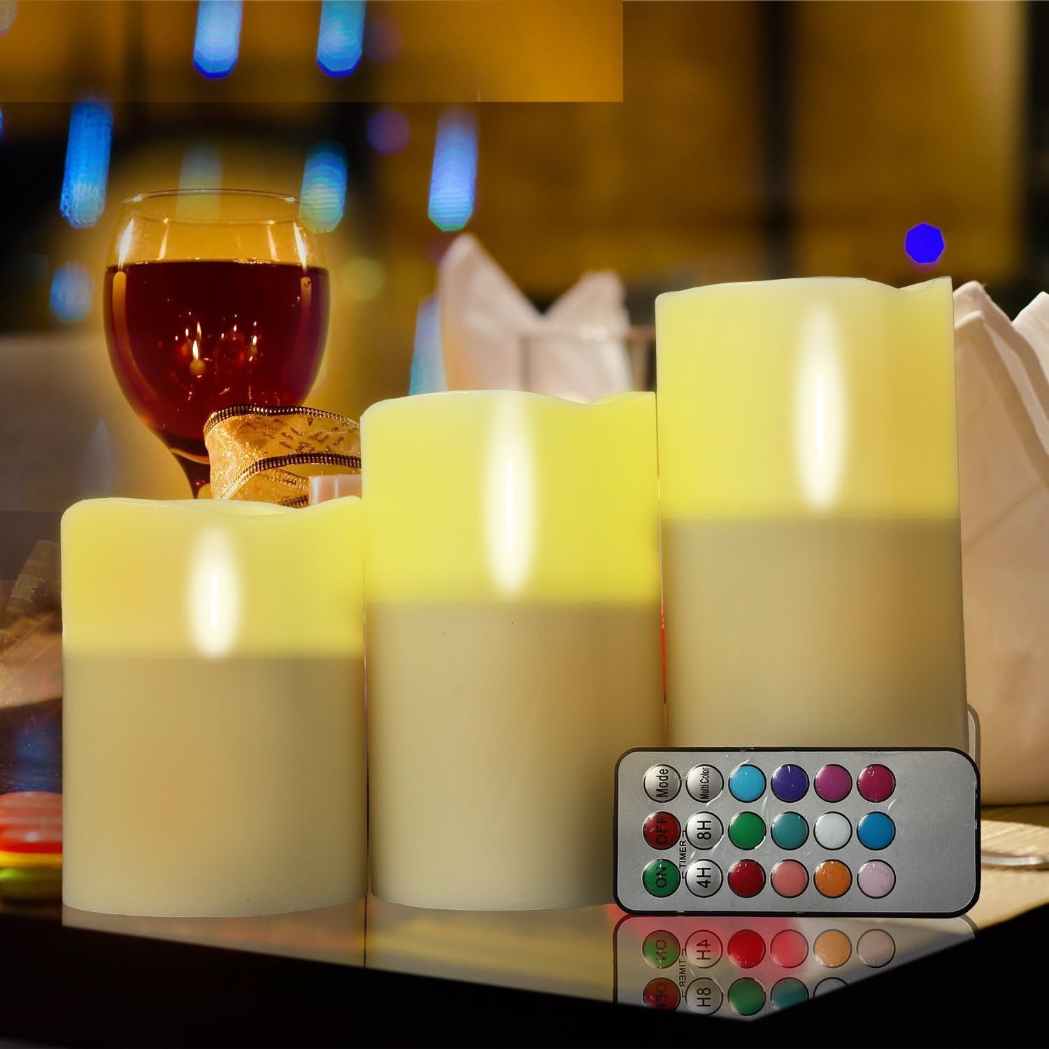 GPCTReal Wax LED Flameless Candles with Timer Feature and Remote Control. Comes in a Pack of 3. Great for Bedrooms Bathrooms Weddings Festivals Parties Power Outage