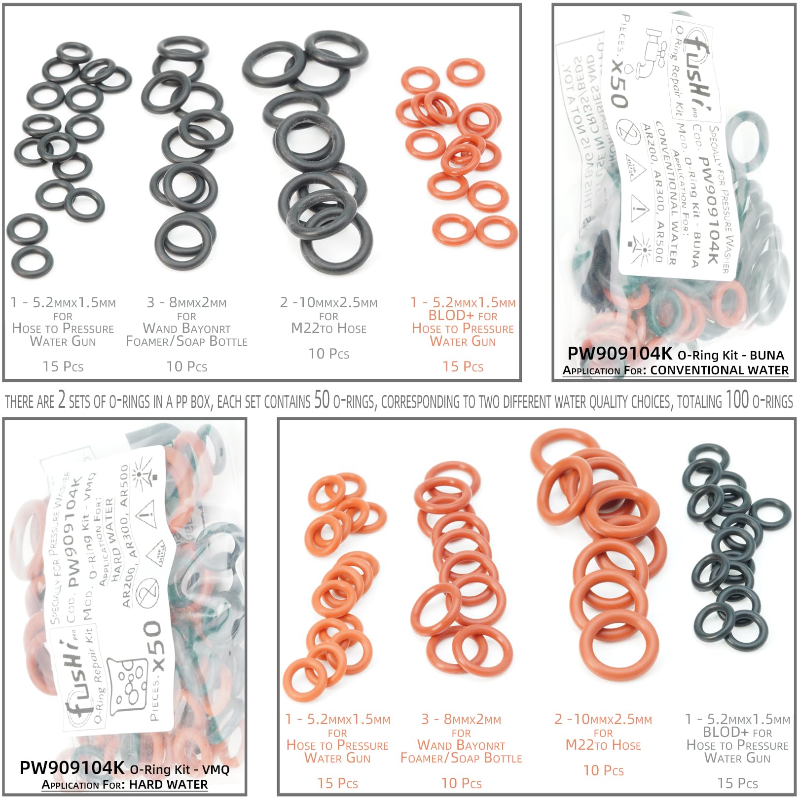 PW909104K Replacement O Ring Kit for AR Blue Clean 383 AR200 AR300