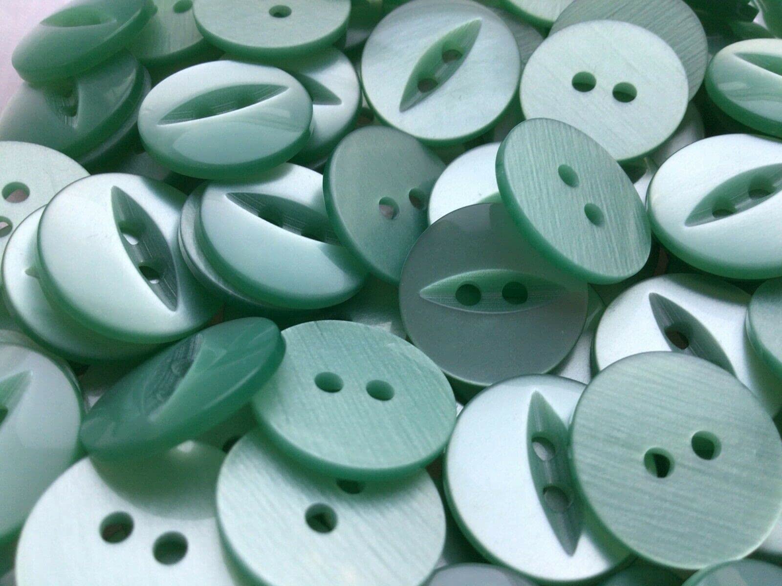 Round Fish Eye Buttons Size 22 (14 mm) x 50 (Turquoise 33)