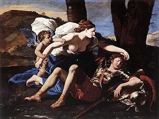 MVOVZQCV Reproductions of famous paintings Rinaldo and Armida by Nicolas Poussin 58x90cm No photo frame accessories
