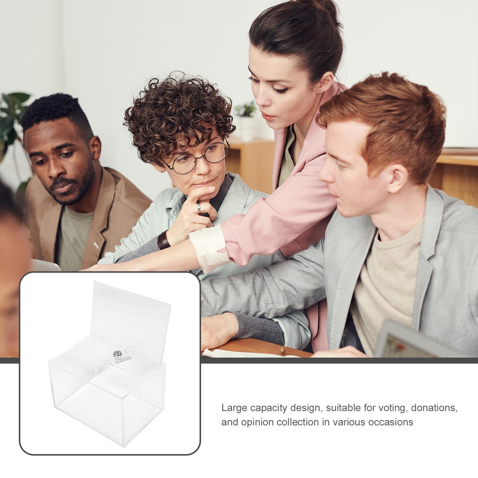 Artibetter Buzón de Pared Acrílico Gran Capacidad con Cerradura Fácil de Usar para Sugerencias y Donaciones Adecuado para Escuelas y Lugares Públicos