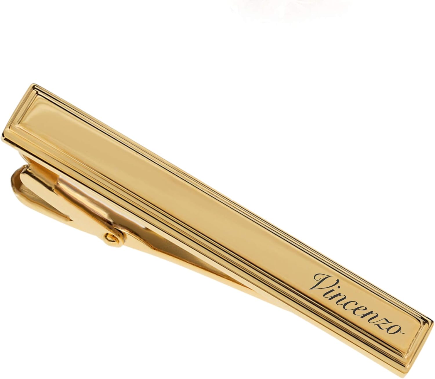 Personalized Gold Stainless Steel Beveled Tie Clip Bar