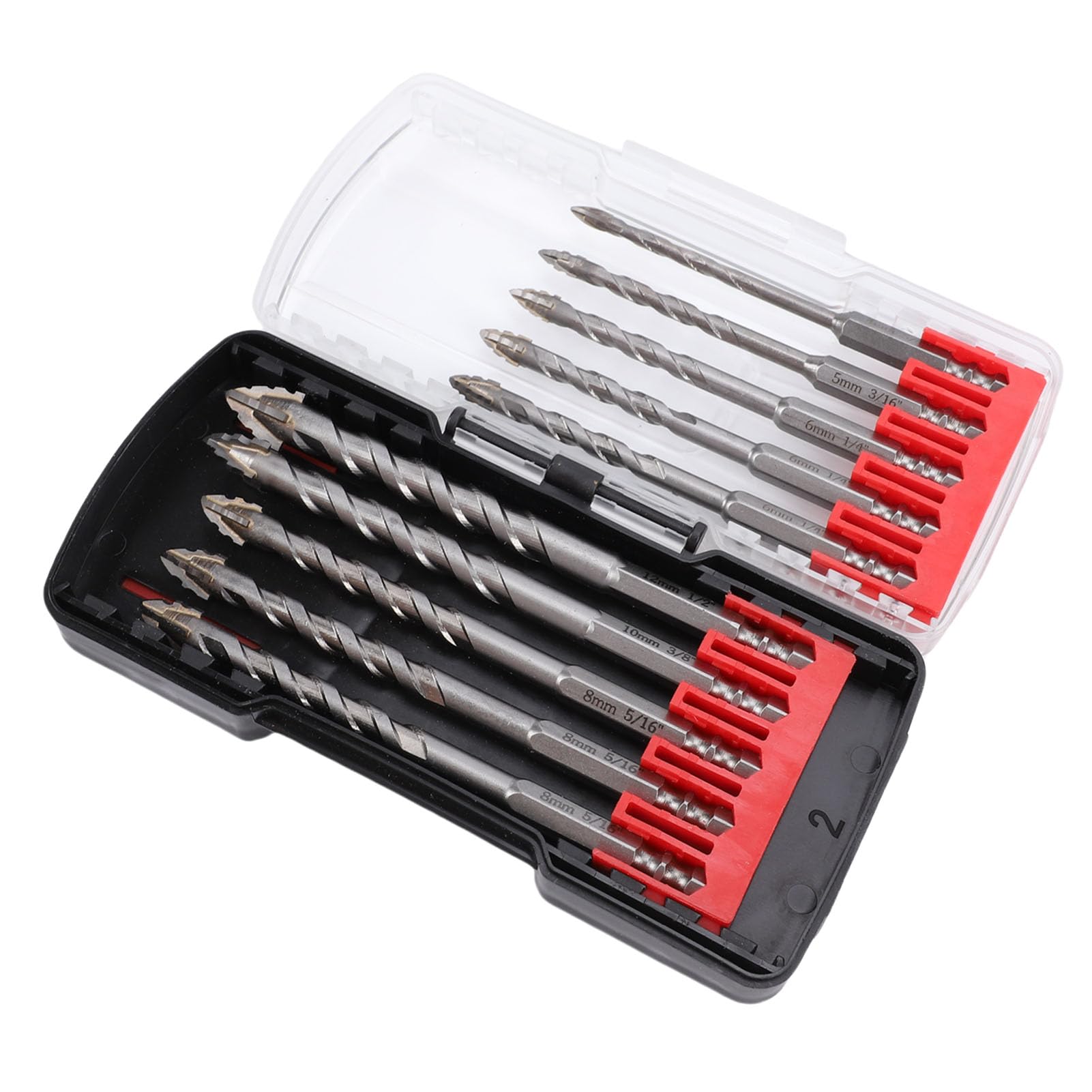 Cryfokt Juego de Brocas Dentadas con Punta de Carburo, Vástago Hexagonal para Mampostería, Hormigón, 10 Piezas, para Azulejos, Vidrio, Madera