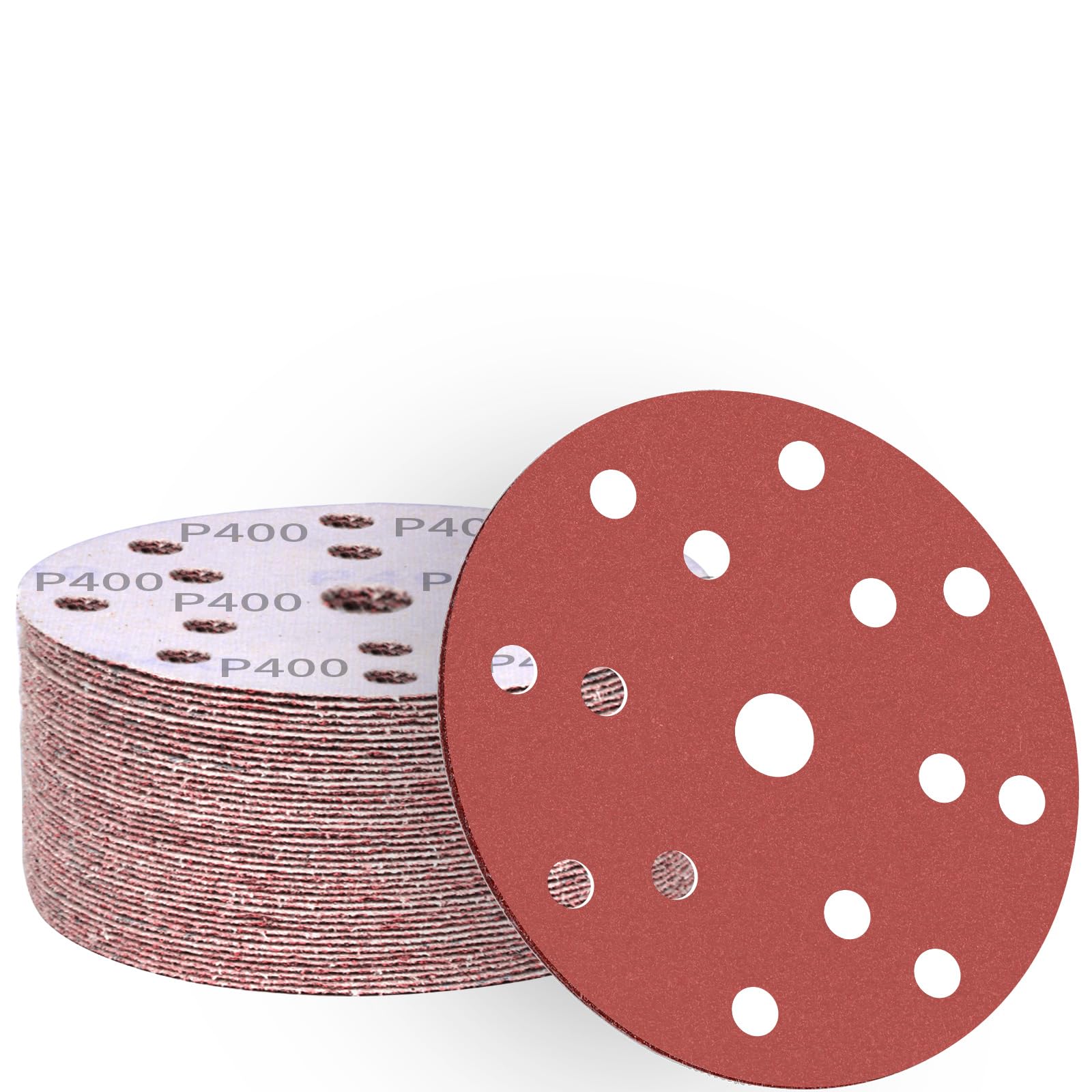 ALPXUXP Sandpaper 150 mm 400 Grit 15-Hole Sanding Discs Professional for Round Orbital Sanders (Pack of 50) — image 1