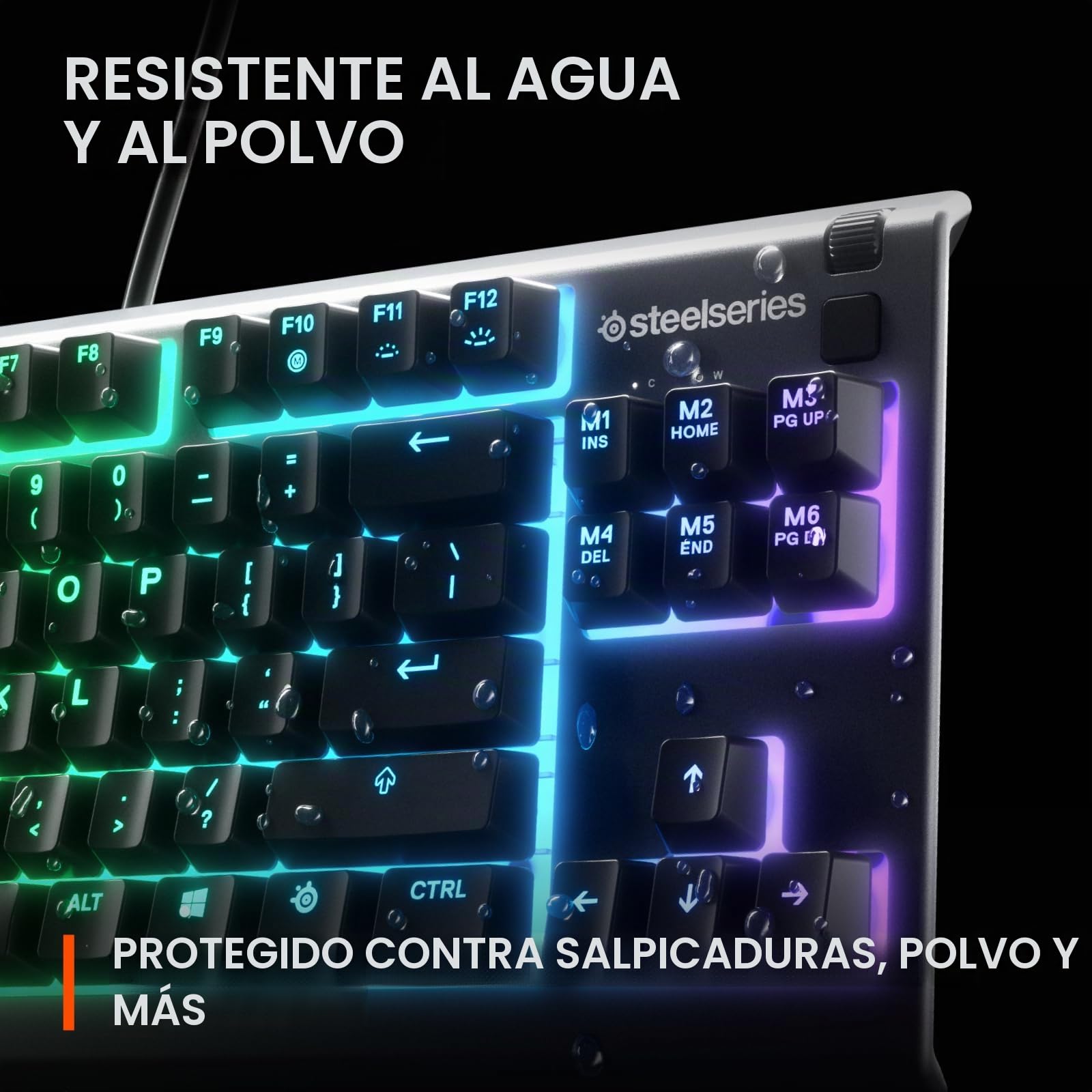 SteelSeries Apex 3 TKL RGB Teclado para juegos - Factor de forma compacto Tenkeyless - Iluminación RGB de 8 zonas - IP32 resistente al agua y al polvo - Interruptor de juego silencioso - Anti-ghosting