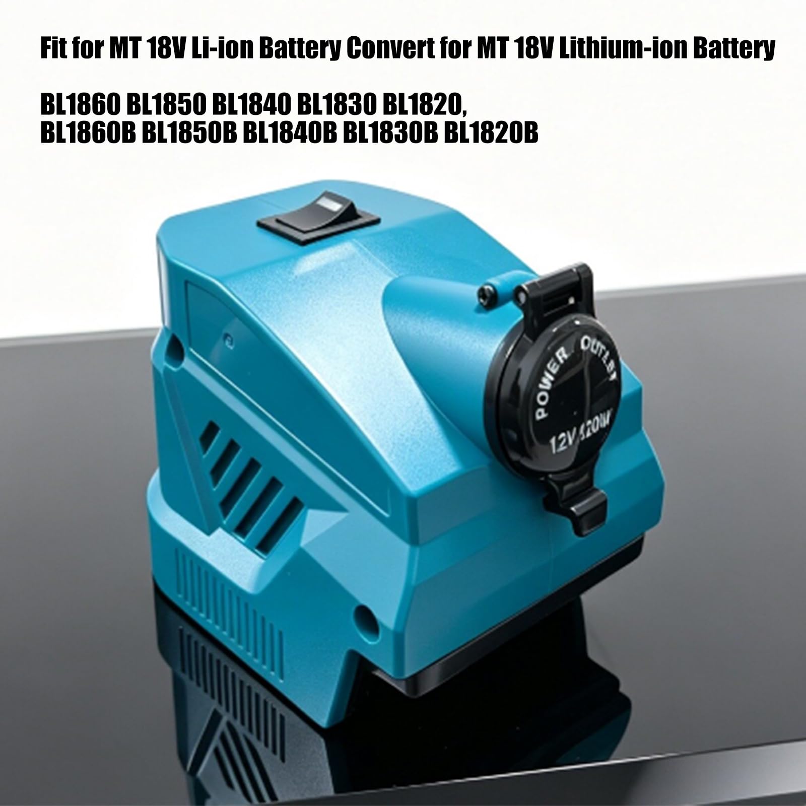 Convertidor de enchufe portátil de 12 V, baterías de herramientas, adaptador de luz LED con carcasa ABS, fuente de alimentación temporal para camping, reparación, respaldo de vehículos