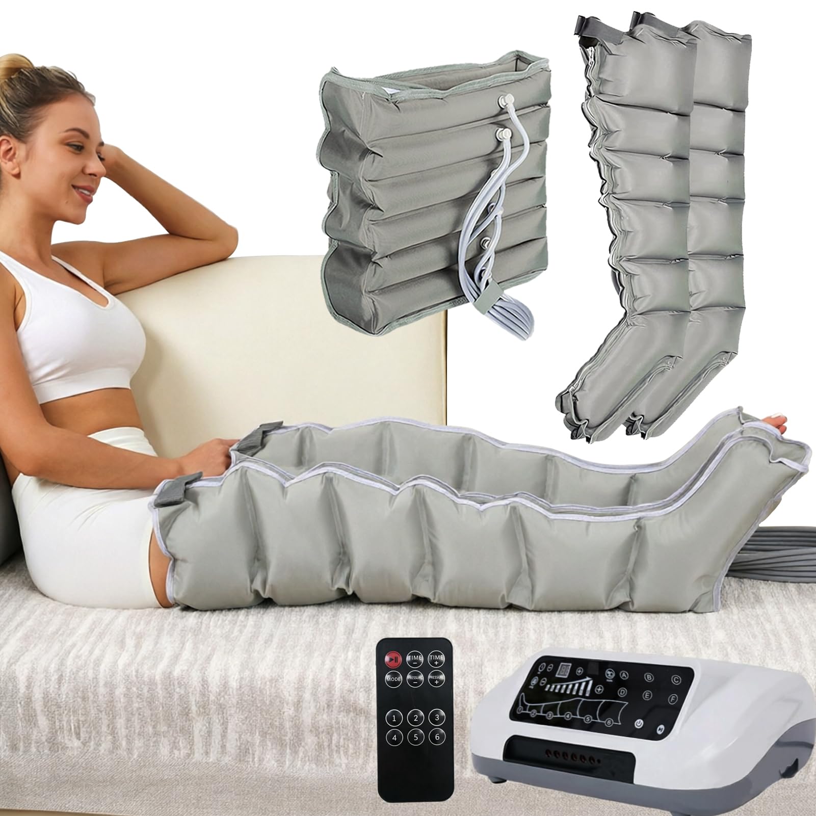 Pressoterapia Linfodrenaggio Professionale, Pressoterapia Per Casa Con 6 Programmi Di Lavoro, Massaggio Linfodrenante a 6 Camere, 8 Livelli Di Pressione, 30–240 MmHg, Per Relax E Gambe Stanche