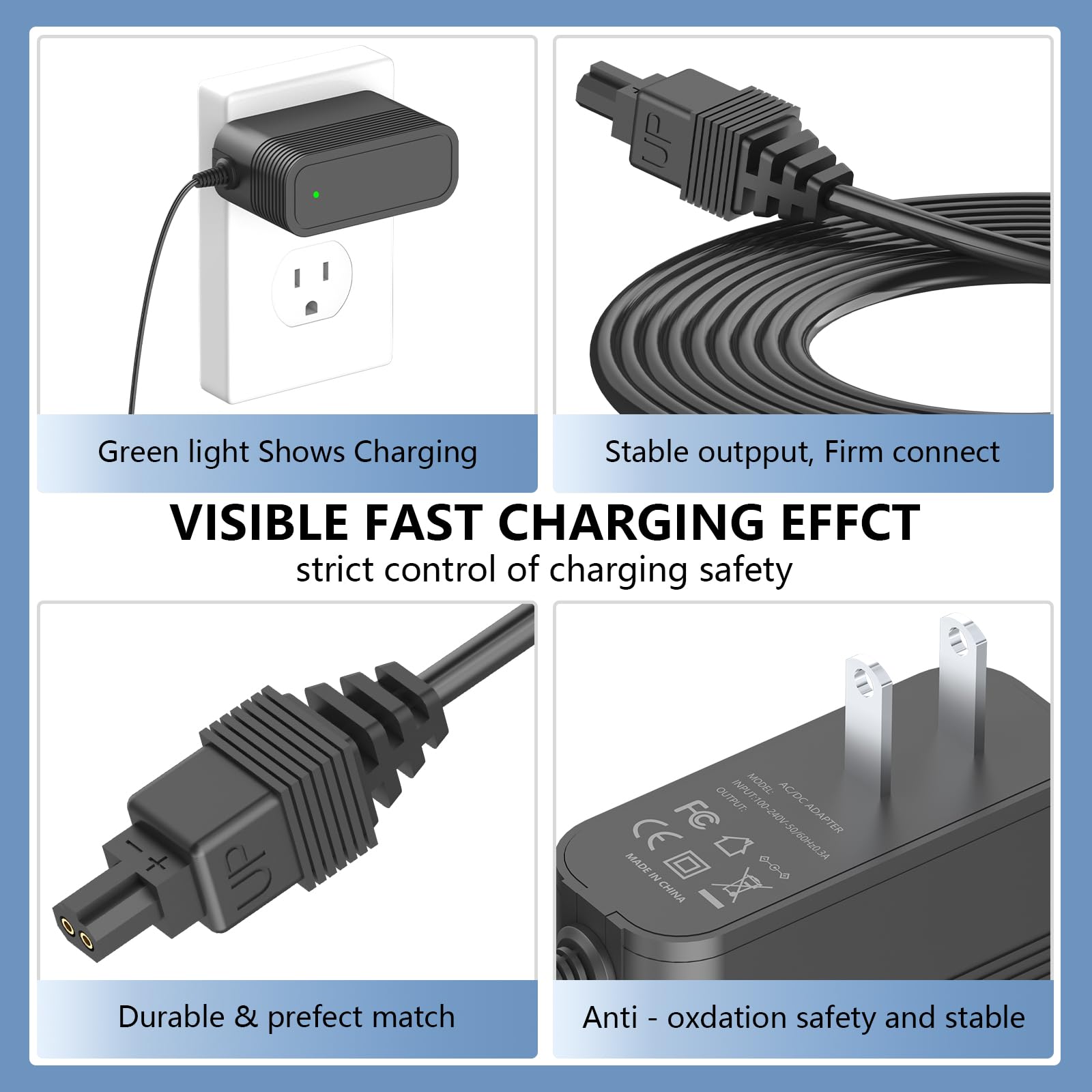 HQRP Charger For Shark Vacuums - Compatible With XA2950, V2945Z, V2950 Models - 11V 0.25A Adapter