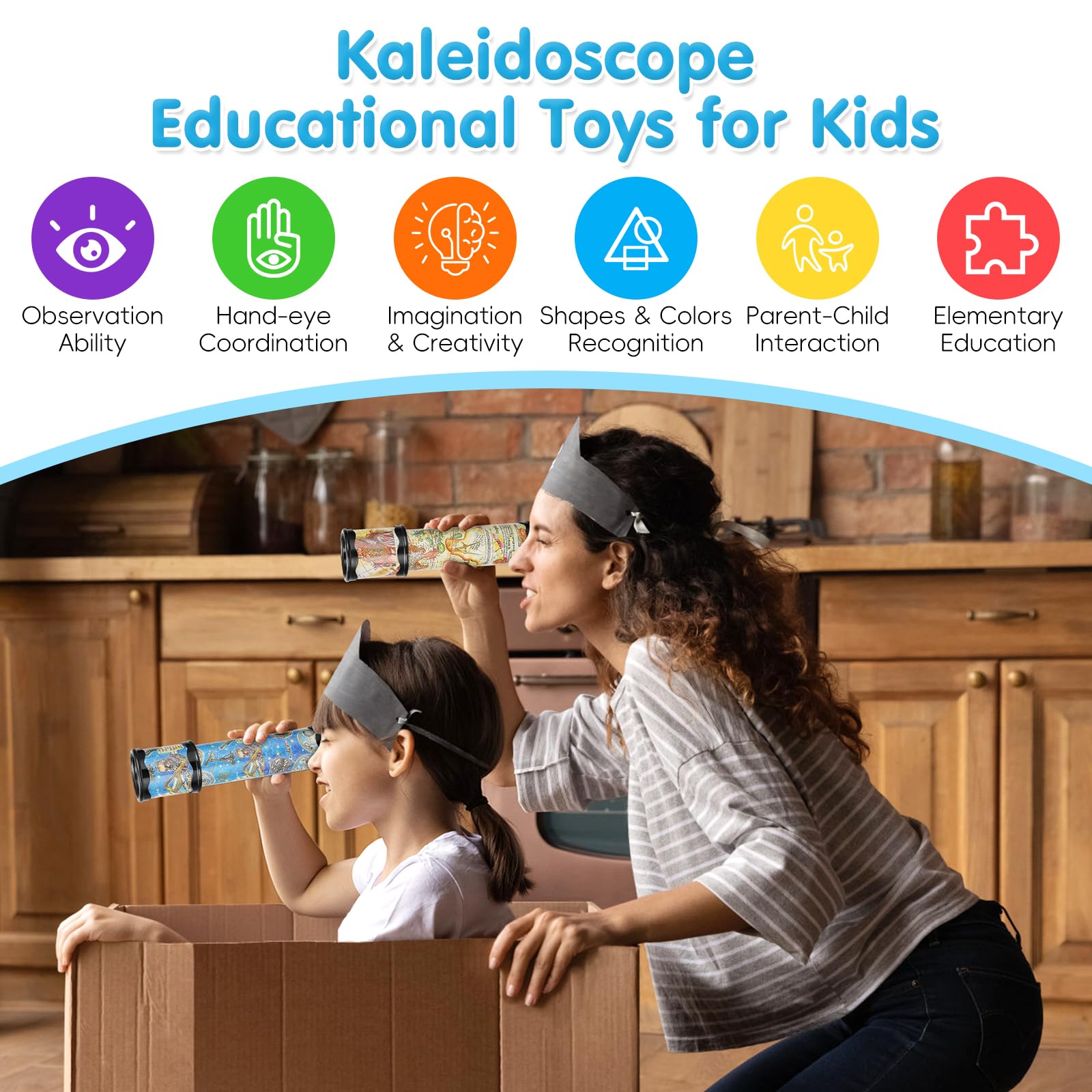 TOYANDONA Kaleidoscope for Kids: 2 Pcs Vintage Kaleidoscope Educational Toys for Birthday, Party Favor, Christmas Stocking Stuffers, School Classroom Prizes, Random Color