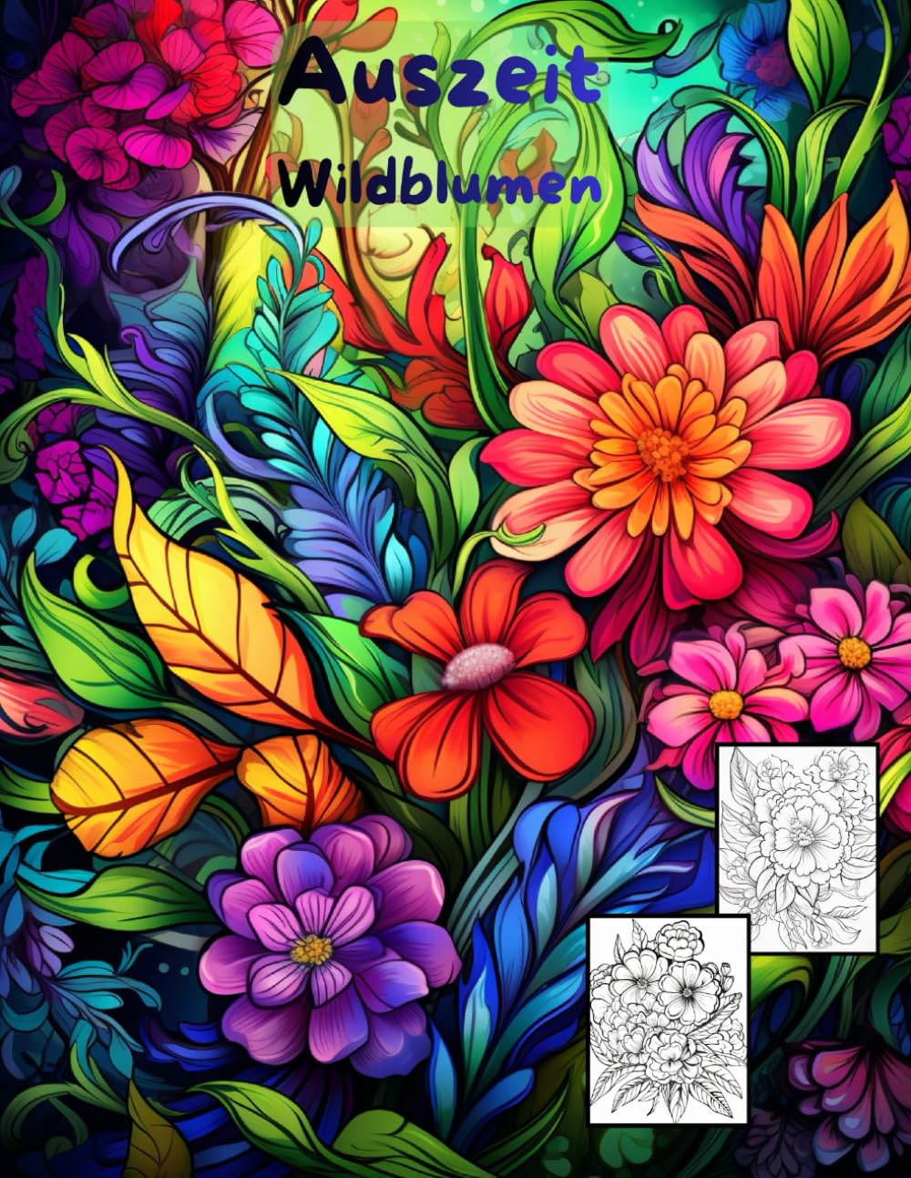 AUSZEIT Wildblumen -Malbuch für Erwachsene -Entspannung und Stressabbau: -Ausmalbilder -nimm dir Zeit -für dich -50 atemberaubende Motive -Anti-Stress