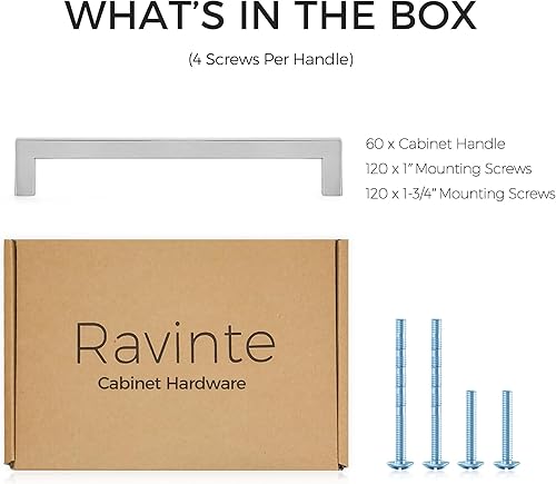 Vista 46 de Ravinte - Paquete de 25 tiradores cuadrados para gabinete de cocina de 7.5 pulgadas, negro mate, tiradores de cajón, negro; herrajes de cocina