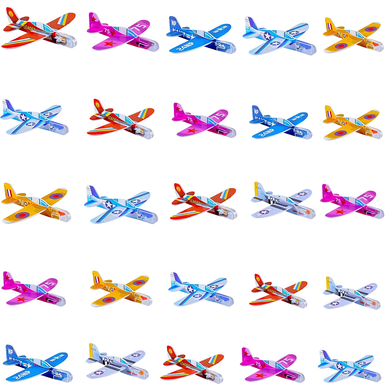 WaaRiuQ Gliders Party Bag Fillers, Foam Plane Set for Outdoor Activities, Flying Plane Toys for Family Gatherings and Classroom Rewards, 25 Pack with Random Colours Measuring 10 by 9.5 cm