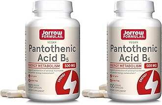 Pantothenic Acid B5 500 mg - 100 Veggie Caps - Essential B Vitamin - Energy Production & Metabolism Support - 100 Servings (Pack of 2)