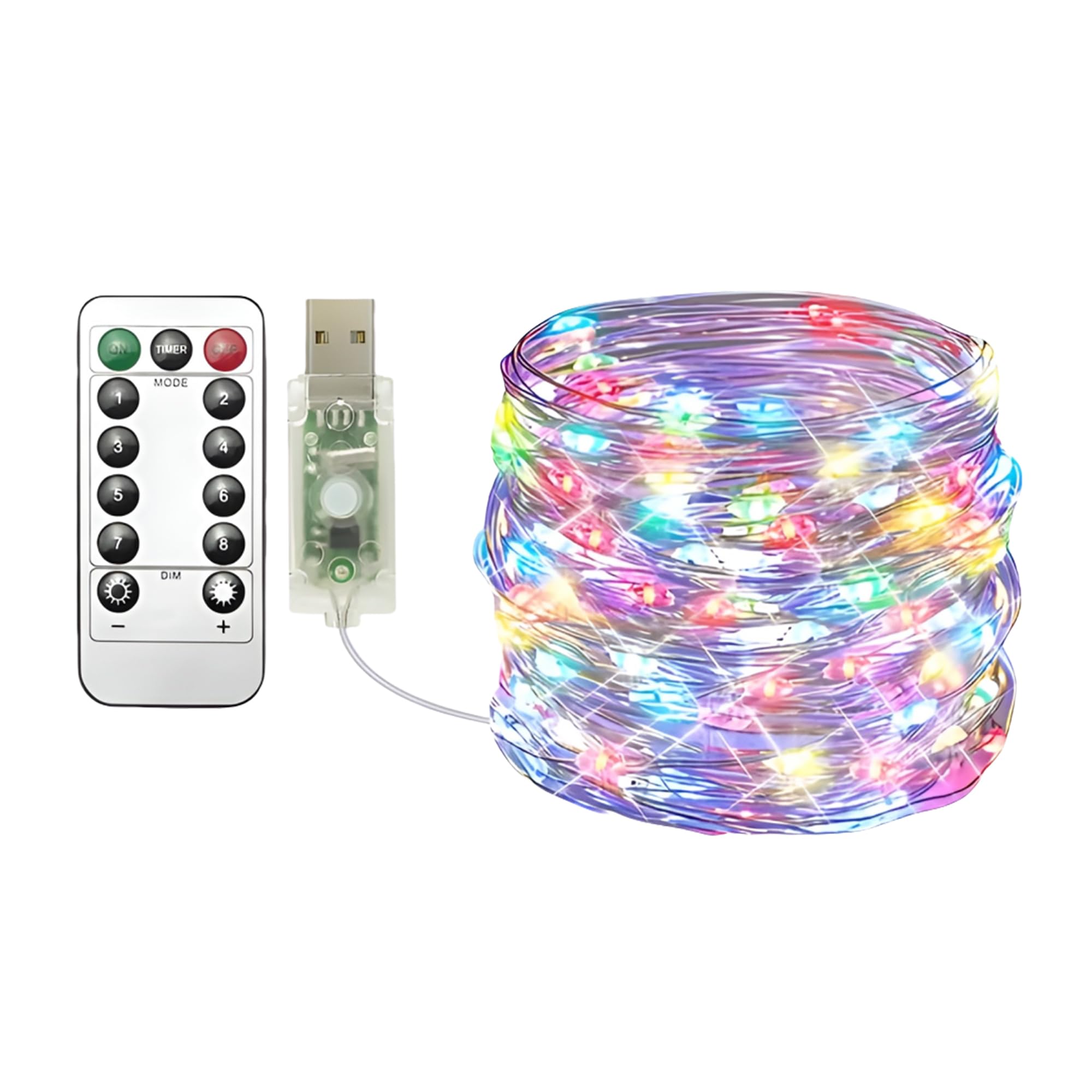 Clearhill Colorful Usb Fairy Lights 1Pack,33Ft/10M 100Led Usb Cooper Wire String Lights With Remote Control, 8 Modes, Timing & Dimmable For Christmas Bedroom Indoor Outdoor Decor