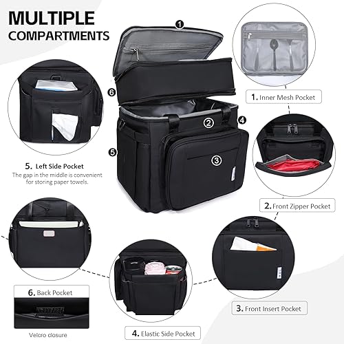 Miniatura 3 de NOL Natural Organic Lifestyle Bolsa de almuerzo aislada para adultos, grande de doble capa expandible a prueba de fugas, bolsa de almuerzo con