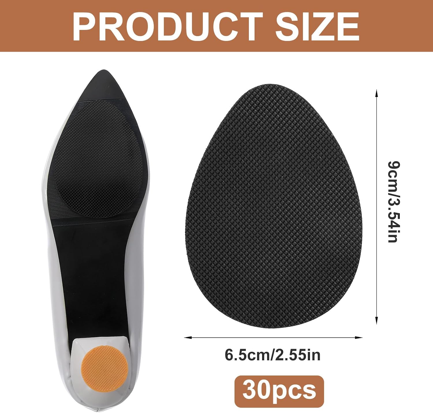 30 Pcs Anti Slip Shoe Grips on Bottom of Shoes, Self Adhesive Non Slip Shoe Pads, Rubber Soles Protector, Non-Skid Shoes Gummies for Heels(Black)
