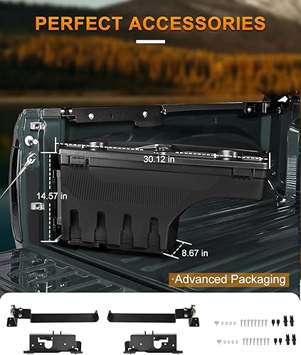 Miniatura 5 de ROADFAR Caja de almacenamiento para caja de camioneta del lado izquierdo del lado del conductor, lado derecho del pasajero, repuesto para Dodge Ram