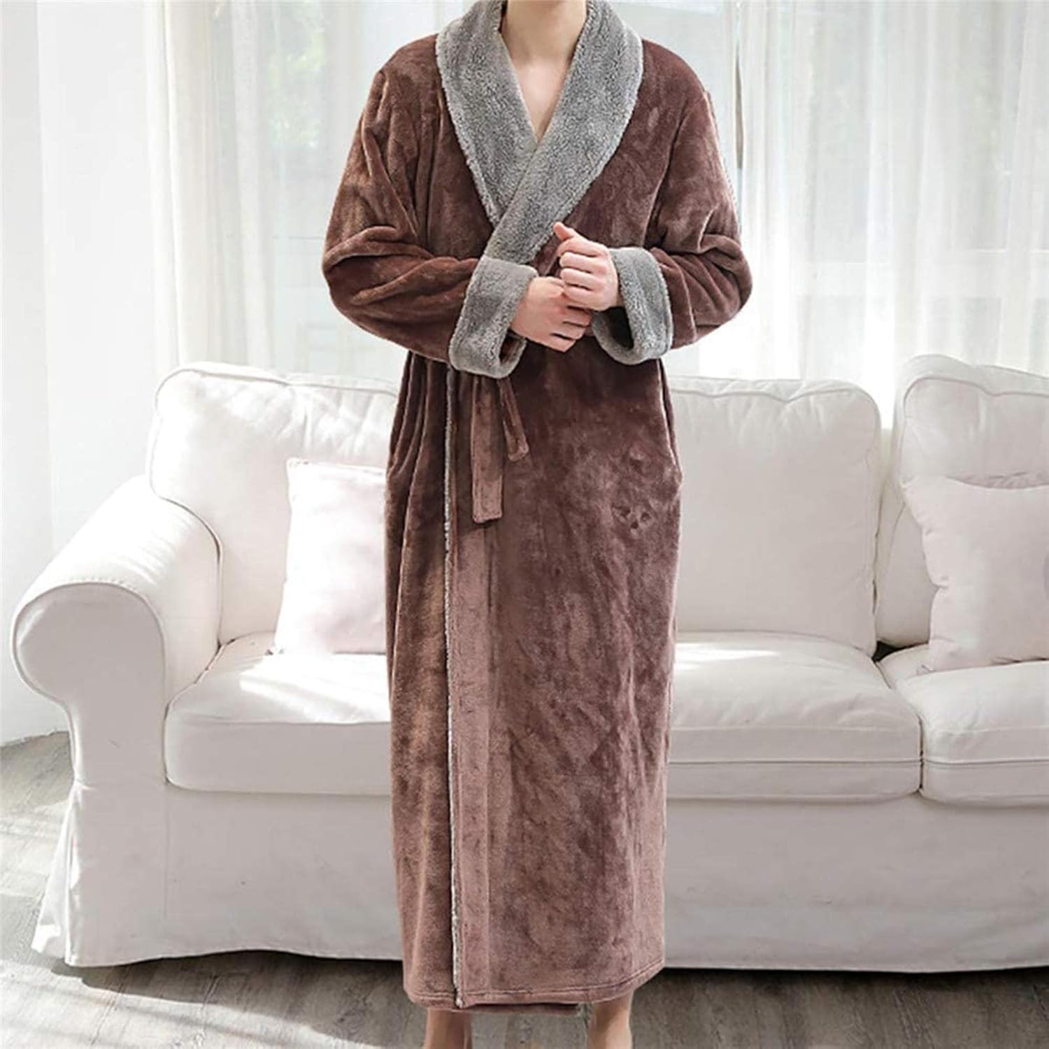 ユニセックス ドレッシング ガウン 冬 フリース ふわふわ バスローブ プラッシュ ロング ナイトガウン ソフト ウォーム ハウスコ