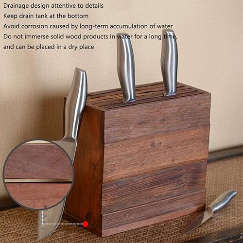 Miniatura 5 de Bloque de cuchillos Retro Madera Sólida Soporte de Cuchillo Capacidad de Bloque de Cuchillos Cocina Colocación Multifuncional Bloque Universal