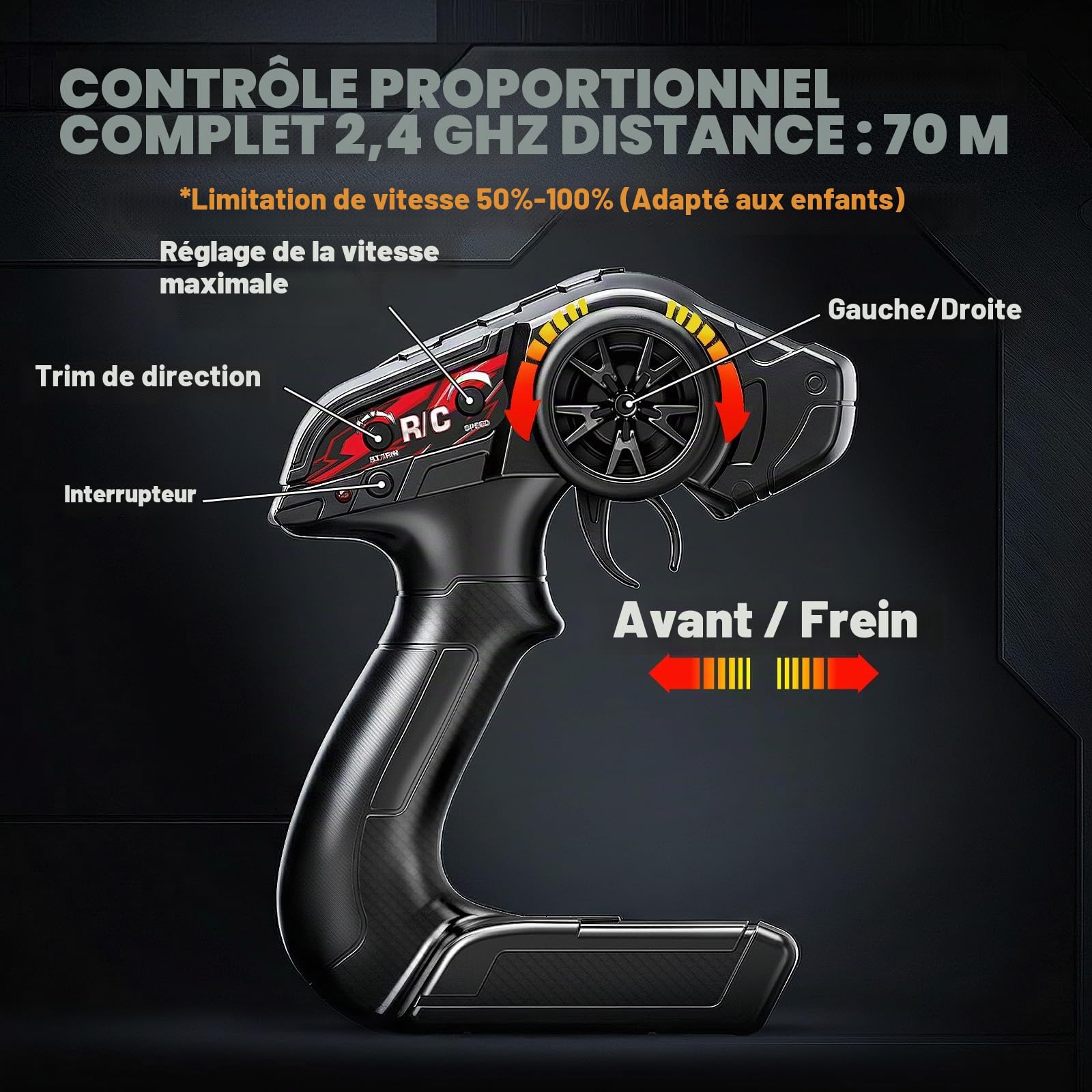 Voiture télécommandée Adulte & dès 8 Ans Tout Terrain 4x4 1:18 – Monster Truck RC 36 km/h, Voiture radiocommandée extérieur/Plein air, Transmission métal & cardans CVD, Splash-Proof, 2 Batteries