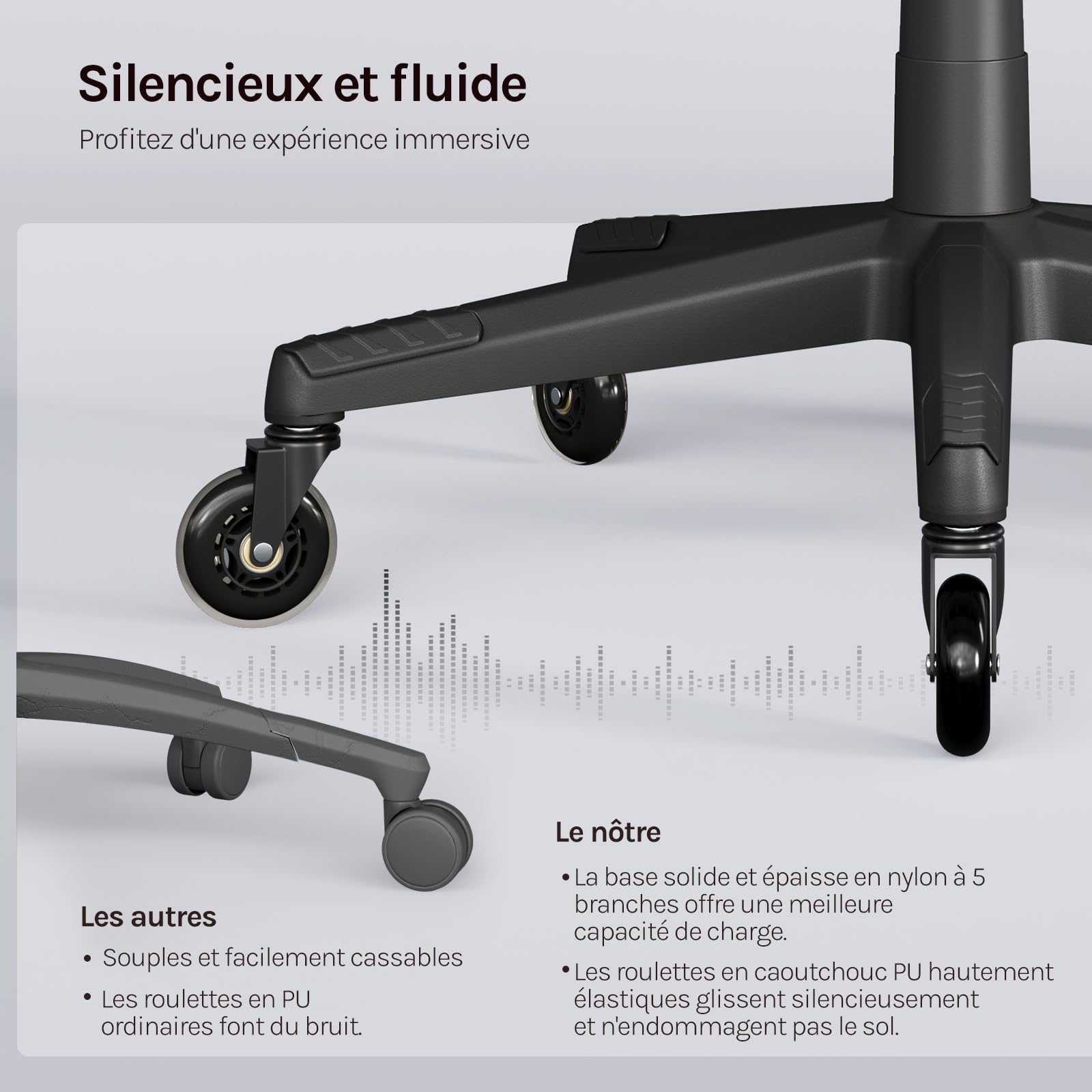 WOLTU Chaise Gaming, Fauteuil de Bureau, Ergonomique, avec Dossier Inclinable, Repose-Pieds Rétractable, Accoudoirs Reliés, Appui-tête et Soutien Lombaire, en Faux Daim,Noir