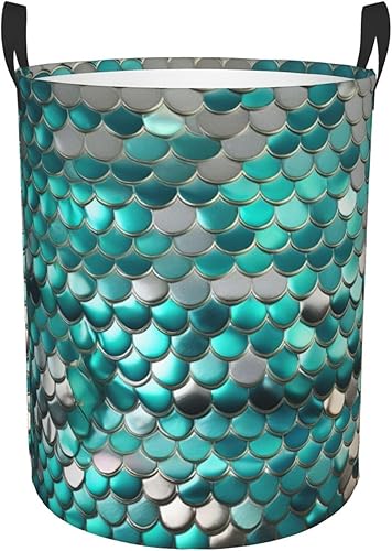 Cesta de lavandería grande,Cesta de lavandería plegable con asas,Para ropa en el dormitorio familiar,Escala de sirena