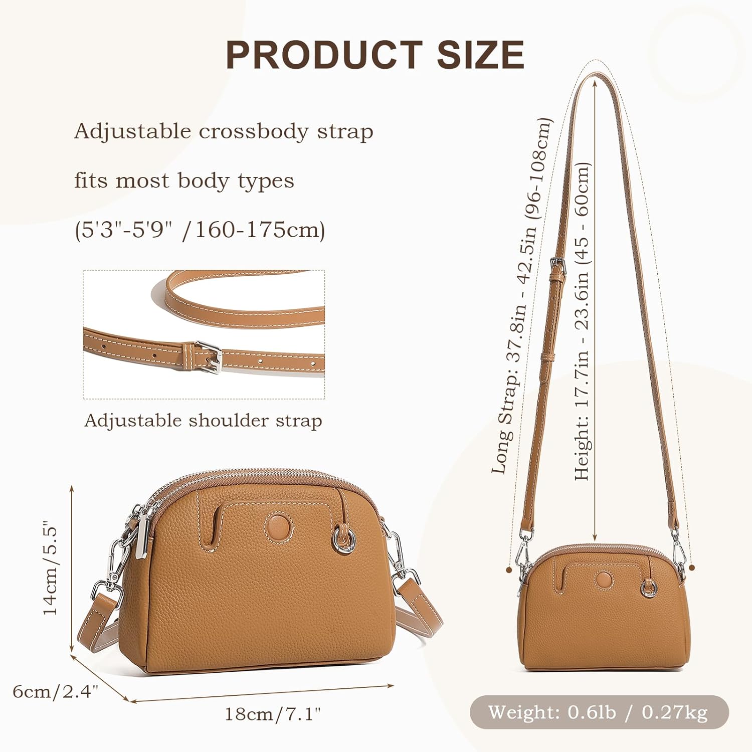 Genuine Leather Small Crossbody Bags for Women, Cell Phone Shoulder Purses, Mini Wallet Handbags, Adjustable Strap - Image 5