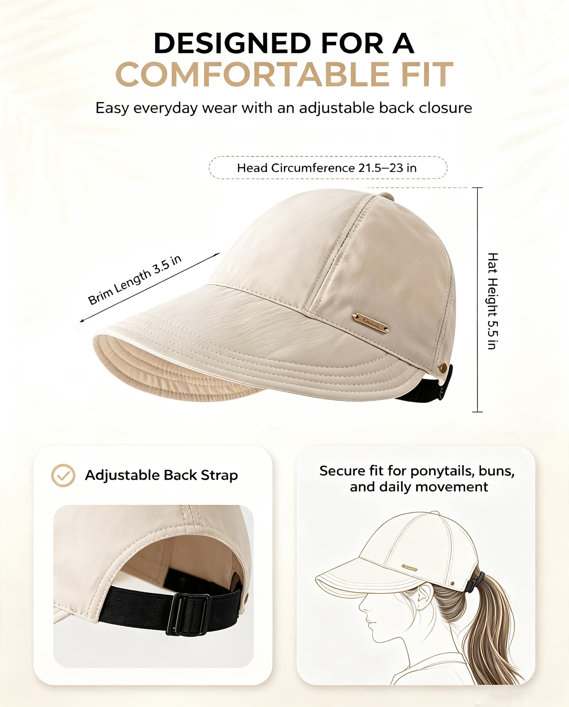 Cappello da donna a tesa larga con visiera parasole UPF 50+