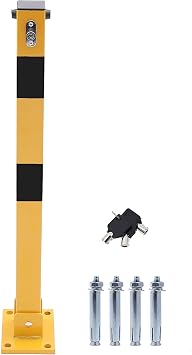 TOPWAY Car Parking Space Lock Bollard, Yellow and Balck, 70cm Height