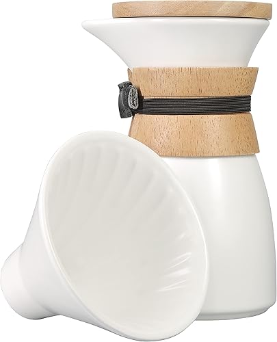 Artisan Series Pour Over Juego de cafetera de cerámica Obras de arte de porcelana, cerámica, loza o vidrio, jarra de café de goteo de mano de 19 oz