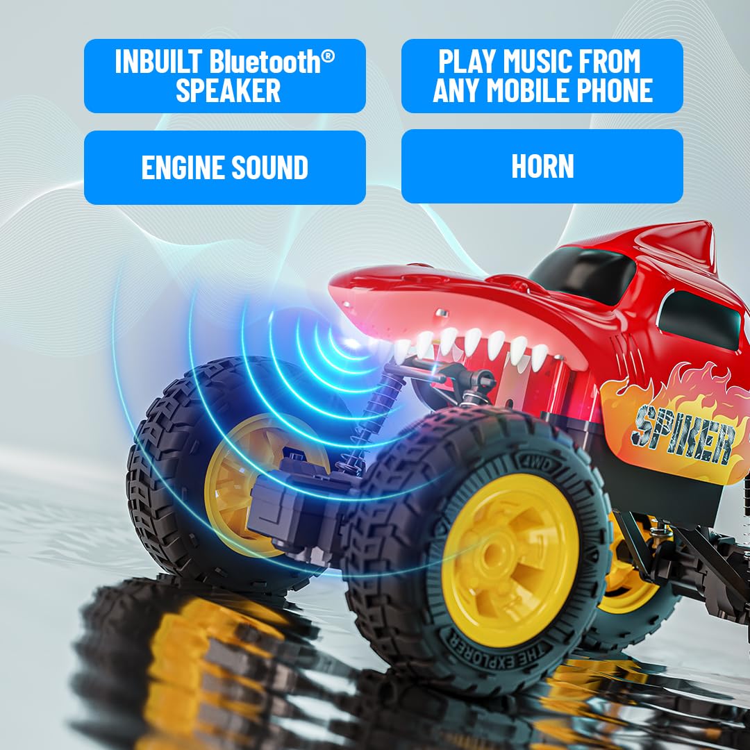 Mirana Spiker 2WD RC Car for Kids | High-Speed ATV Remote & App-Controlled Rock Crawler | USB Rechargeable Offroad Monster Truck with Bluetooth Speakers & RGB Lights | For Boys & Girls 3+ Years (Blue) 2