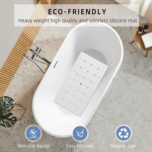 Miniatura 2 de Tapete de bañera antideslizante de silicona plegable de 15 x 28 pulgadas con ventosas fuertes y grandes agujeros de drenaje, duradero y ecológico,