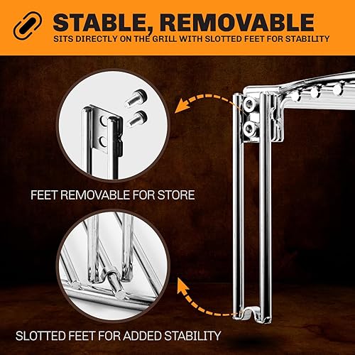 Miniatura 3 de Estante expansor de rejilla para parrilla, 13 pulgadas de largo x 15.2 pulgadas de ancho, estante de acero inoxidable que funciona para Classic Joe,