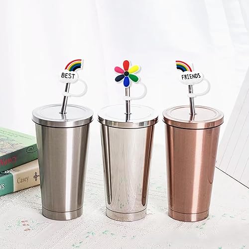 Miniatura 5 de Tapas de popote de silicona para vasos con asa, protector de tapones a prueba de polvo, reutilizables y portátiles, tapas para popotes (tapa de