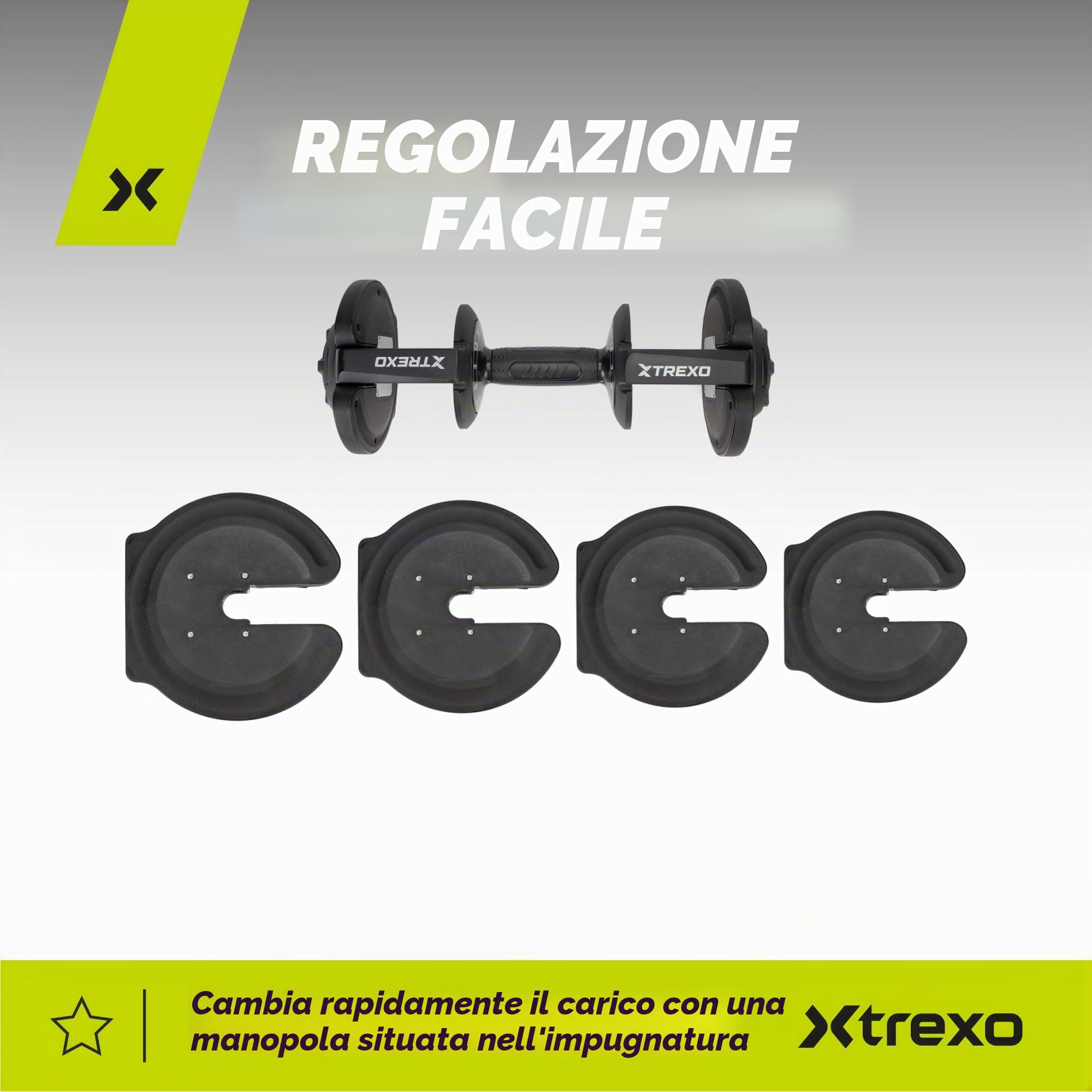 TREXO Manubrio 18|24|32|40 kg con Regolazione del Peso Tramite Rotella Manubrio Palestra Regolabile in Ferro per Esercizi Fitness con Impugnatura Ergonomica Antiscivolo