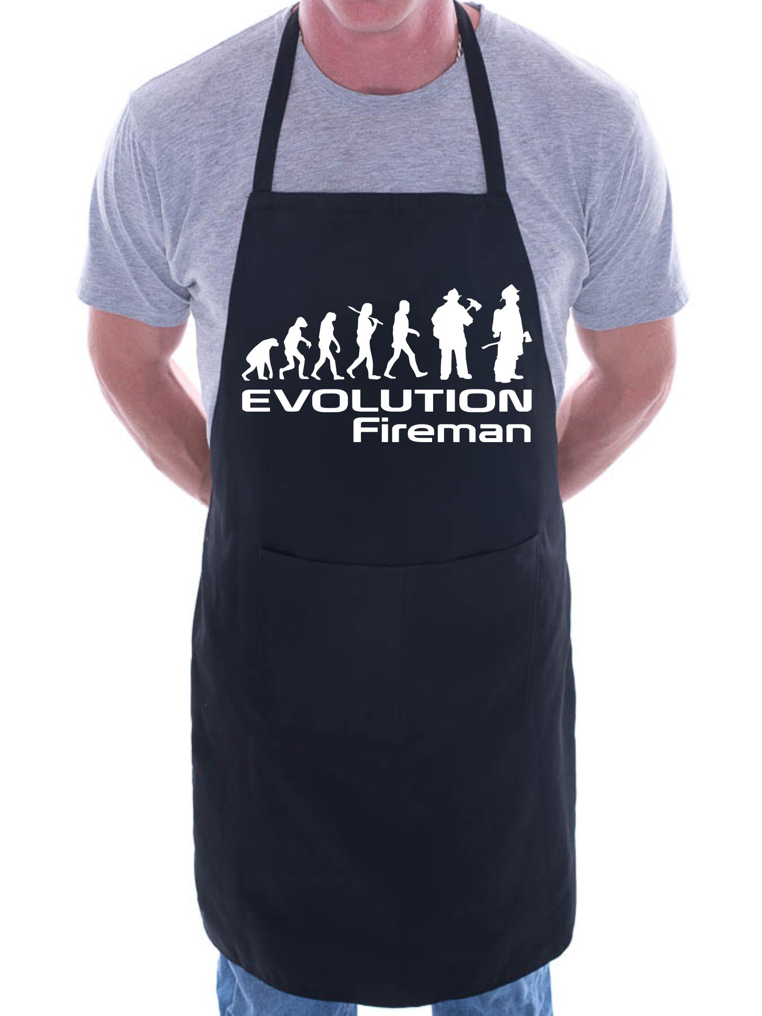 Print4u Men's Black Evolution Of Fireman Firefighter Bbq Cooking Funny Novelty Apron